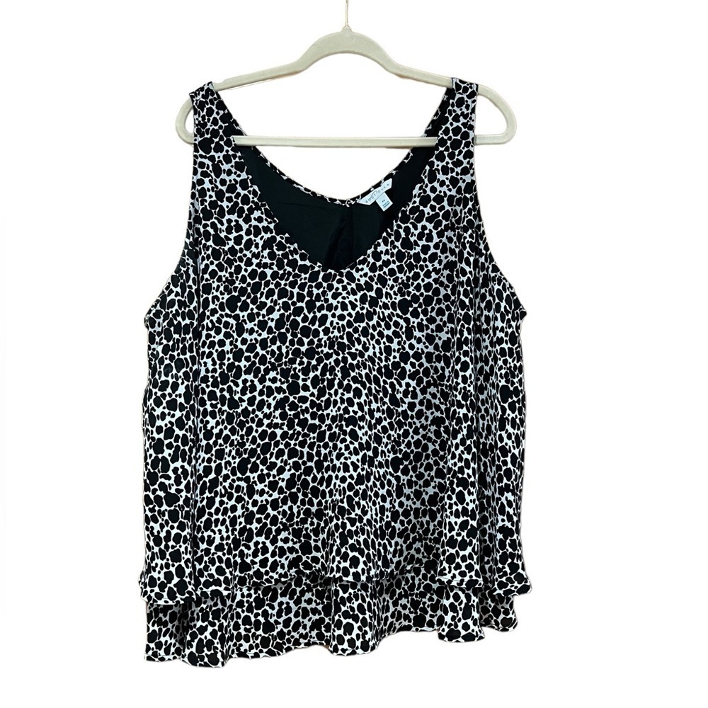Boutique Black and White Sleeveless Swing Tank Women's Size 2X